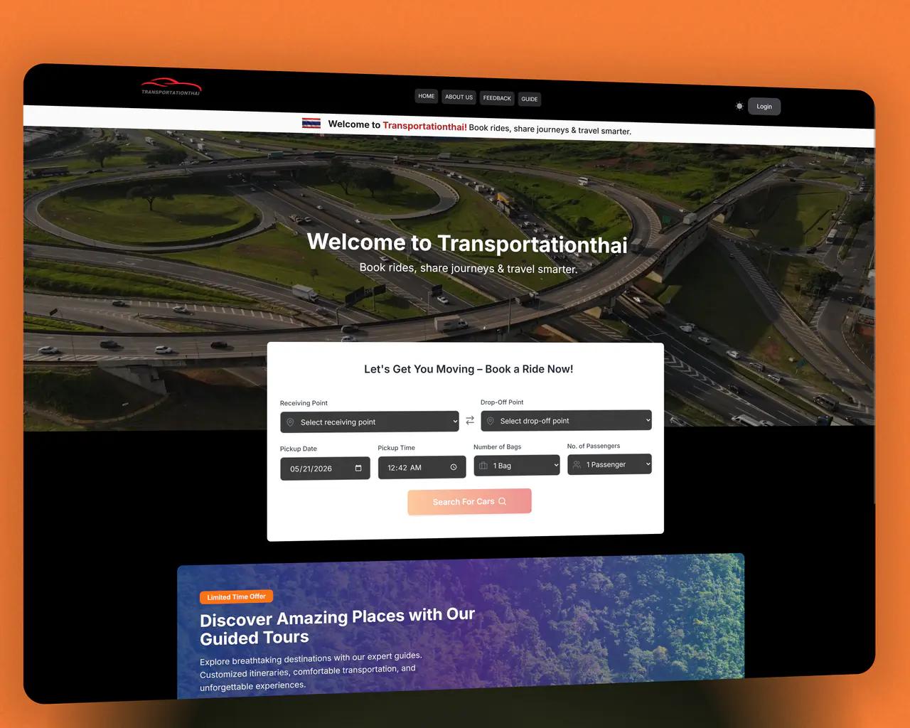 Transportation Thai website mockup
