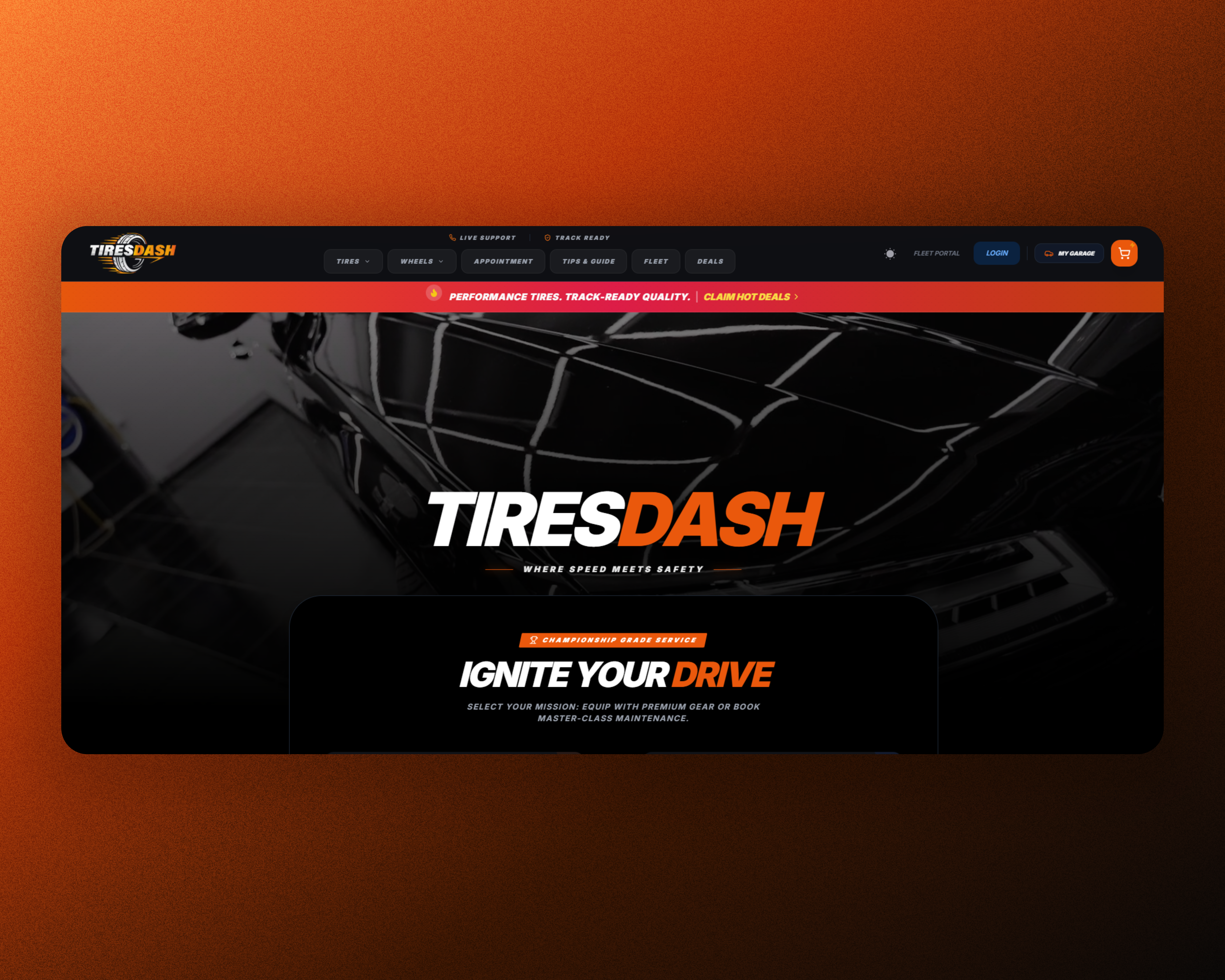 Tiresdash · Palm Beach website mockup